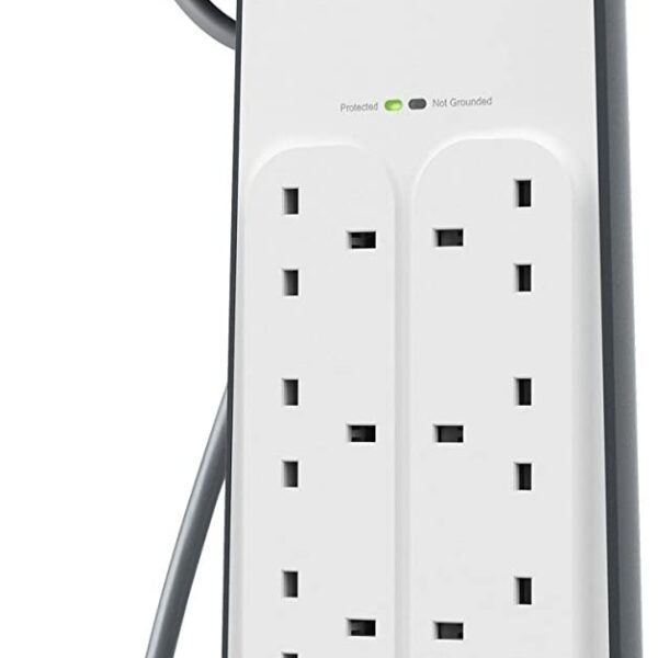 Belkin 6-Way Surge Protection Strip with 2 Meters cord length - Heavy Duty Electrical Extension Socket with 2 x 2.4 A Shared USB Ports, Durable 14AWG capacity with On/Off Switch