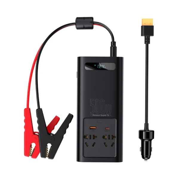 Baseus Power Car Inverter 500W 12V To 220V Type-C 4 Ports Output Car Charger Voltage Booster