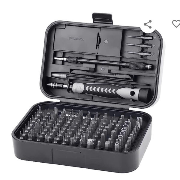 Small Screwdriver Set with 120 Bits, Kingsdun 130 in 1 Precision Magnetic Screwdriver Bit Set with Tweezer, Flat, Phillips, Pentalobe, Torx Star Screwdriver (Black)