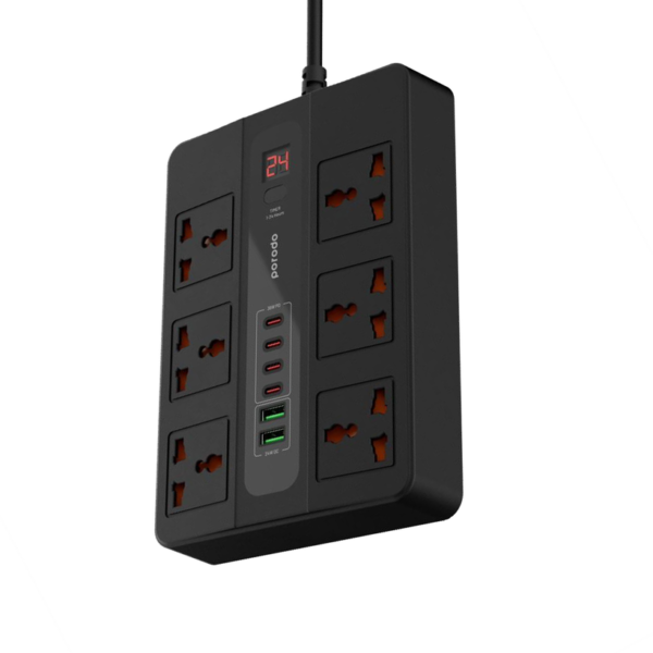 Porodo Multi-Port Super Hub 4 USB-C & 2 USB-A Ultimate Home & Office Kit - 3m - Black