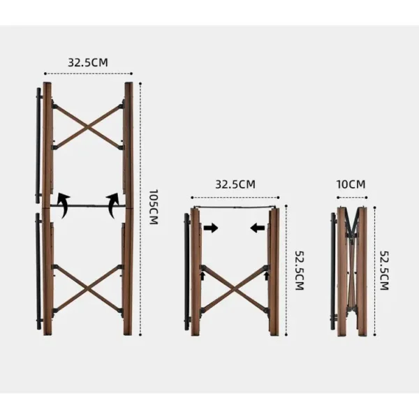 Porodo Lifestyle Portable Folding Camping Table with Detachable Stove and Mesh, 150kg Load Capacity, 45.5 to 58cm Height Range, Aluminum Material - Brown - Image 4