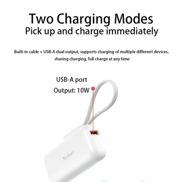 YOOBAO 2Pcs LD10 PD 20W 10000mAh Power Bank with LDB210 Charging Station Built-In Cables - Image 4