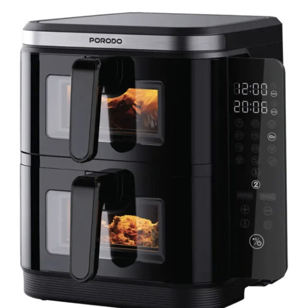 Porodo Lifestyle Double Stack Air Fryer with 12 Presets - Black