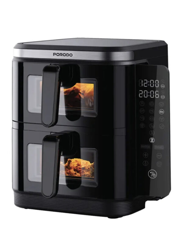 Porodo Lifestyle Double Stack Air Fryer with 12 Presets - Black