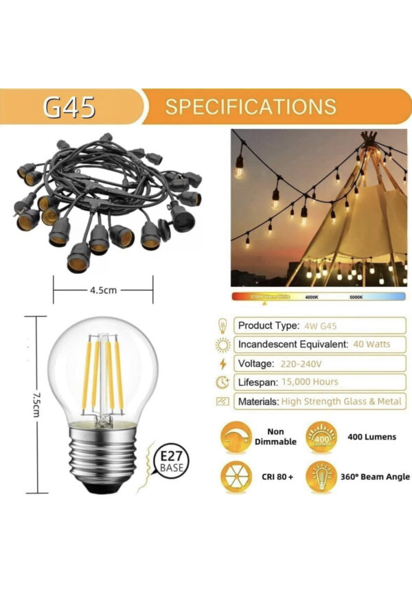 Outdoor String Lights 10m - Image 3