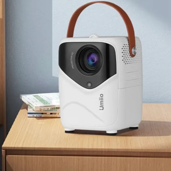 Portable Video Projector – 1080P Android Projector with WiFi, Bluetooth, and Tripod (White) - Image 4