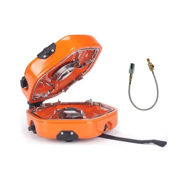 Portable Dual Burner Camping Gas Stove YC01 - Orange - Image 4