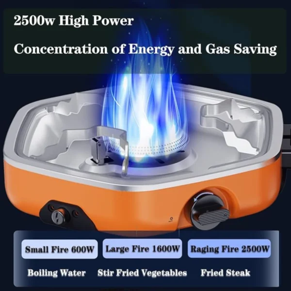 Portable Dual Burner Camping Gas Stove YC01 - Orange - Image 2