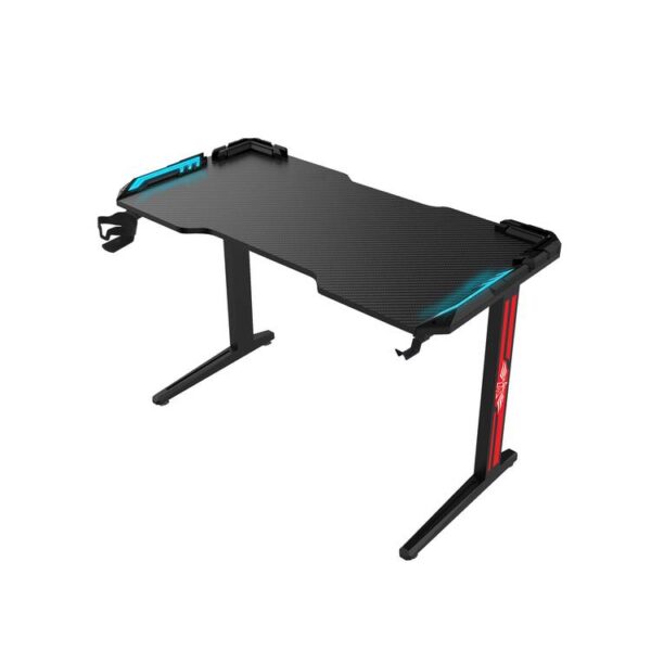 Green Lion RGB Gaming Desk with Adjustable Nonslip Feet, 200+ kg Bearing Capacity, 7 Color Modes, Cup Holder, Water-Resistant, Rounded Corners - Black - Image 3