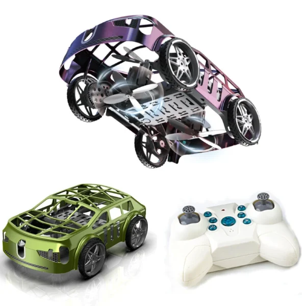 2 in 1 Car Air Ground Airplane Stability Altitude Mode Undirected LED Light 2.4G Quad RTF Drone - Green