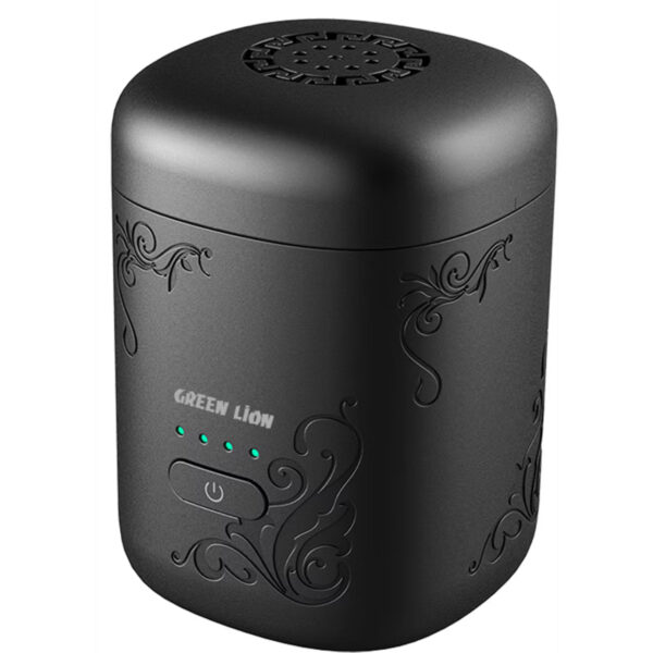 Green Lion Aseel Bakhour Burner with Aesthetic Appearance, 1400mAh Battery, 120 Seconds Single Burning Time, Auto-Off Function, Wide Area Coverage, LED Indicator, Safe & Non-Toxic - Black