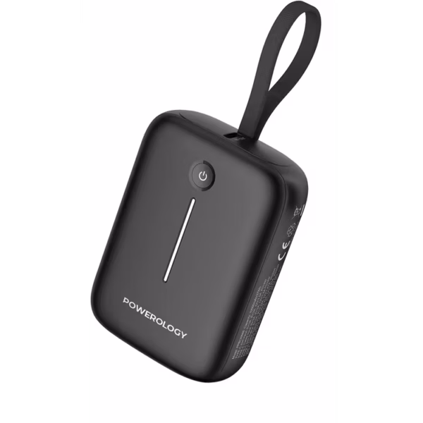 Powerology 10000mAh Power Bank with Detachable USB-C Wire, 20W Power