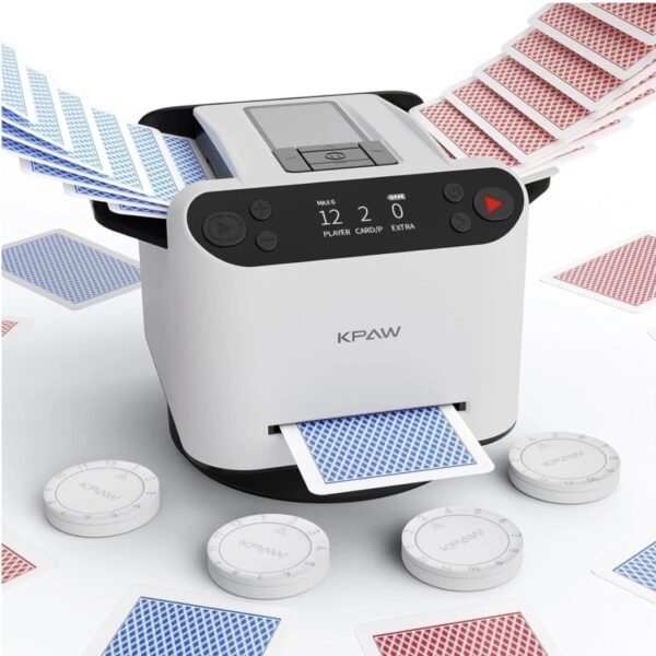 KPAW 2-in-1 Automatic Card Shuffler & Dealer - White