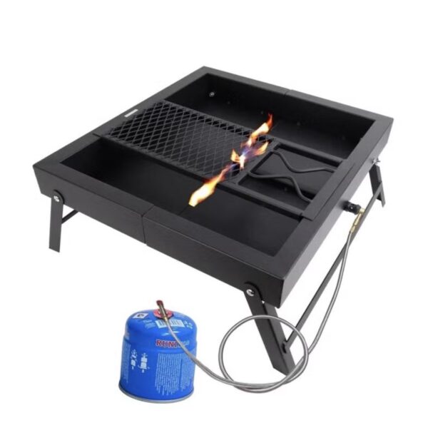 Portable Folding Fire Pit 3-In-1 Camping BBQ Grill Stove with Stand
