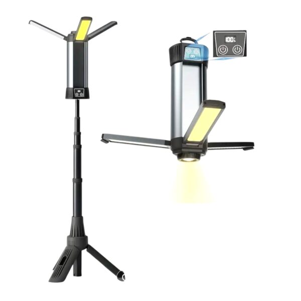 High Quality 2000 Lumens Portable Work Light with Type-C Rechargeable Battery, Powerful LED Floodlight with Adjustable Stand