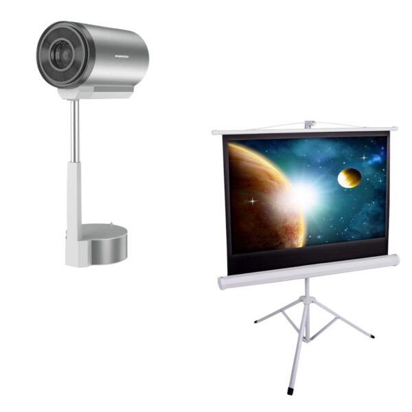 Porodo Lifestyle Lumio Smart FHD Projector with 72 inch projector screen