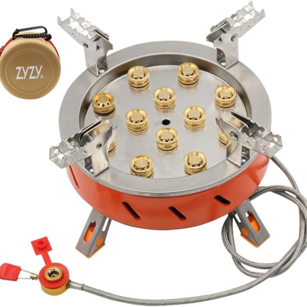 Camping Stove 21800W High-Power Gases Burner Stove Backpacking Stove Windproof with Piezo Ignition Adjustable Valve Storage Bag for Outdoor Cooking Camping Picnic Hiking