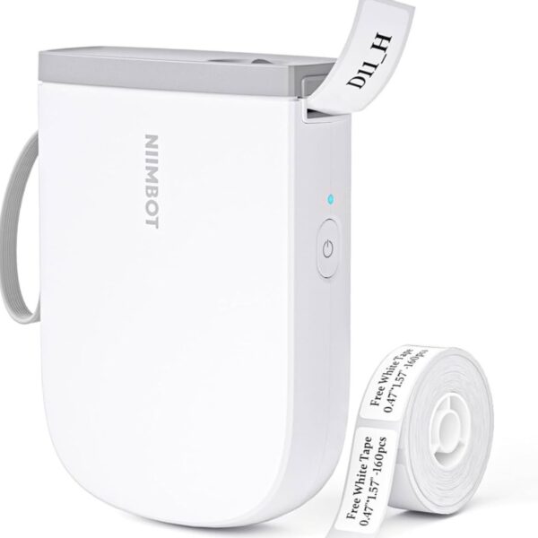 NIIMBOT Label Maker Bluetooth Mini Label Printer D11 Upgraded Version, Portable Label Maker with Tape Thermal Sticker Small Labeler, 300 DPI High Clearity Rechargeable, White