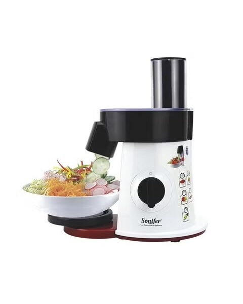 5-in-1 Electric Vegetable Cutter | 200W Motor with 6 Stainless Steel Discs for Slicing, Shredding & Grating | Compact Food Processor, 220–240V